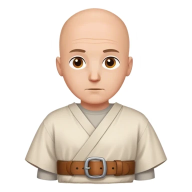 merchant outfit worn by a DnD themed fantasy character. basic simple tunic with a leather belt. clothes only above the waist. The clothes full waist. The character's haven't arms. character is bald hair brown eyes white man. sticker