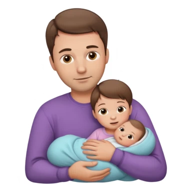 dad with short brown hair and fair skin with newborn baby girl sticker