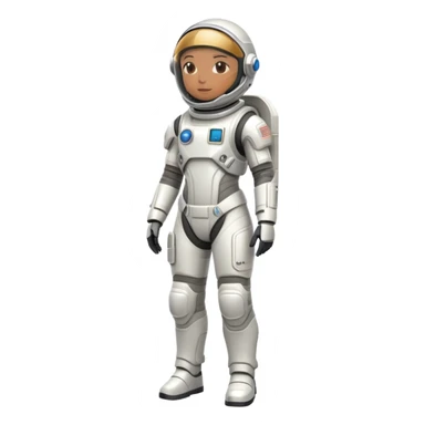 Futuristic astronaut in a high-tech spacesuit, sleek helmet with reflective visor, detailed sci-fi armor, standing pose, science fiction aesthetic sticker
