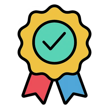 verified badge icon, simple and recognizable, color outline style sticker