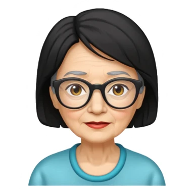 Old Lady 54 age black hair light skin sticker