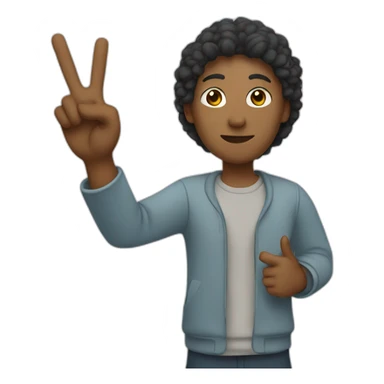 person holding up peace sign sticker