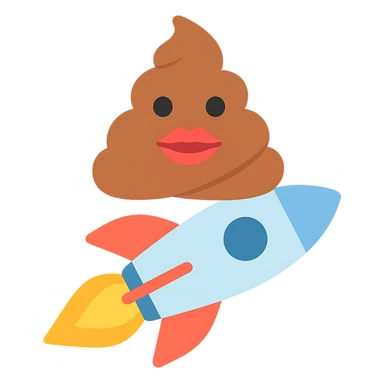 turd with lipstick riding on a rocket, colorful icon sticker