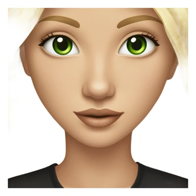gorgeous long blonde girl cat eye green eyes gold jewlery light skin black shirt sticker