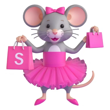 rat with a pink dress and tutu holding a Sephora shopping bag sticker