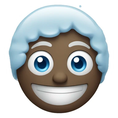 A half emoji with ice on it, smiling sticker