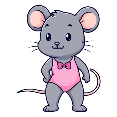rat with a pink bow wearing a gymnastics leotard sticker