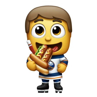 Hockey player eating a hot dog  sticker