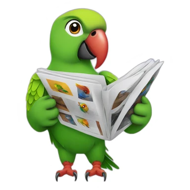 parrot with a magazine sticker