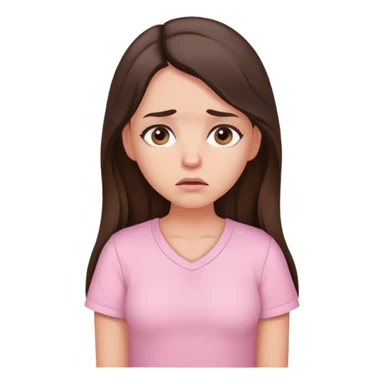 Very long hair Brunette with peachy skin worried with baby pink shirt  sticker