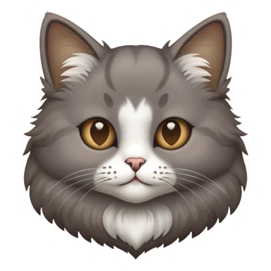 Grey Brown cat with a white heart sticker
