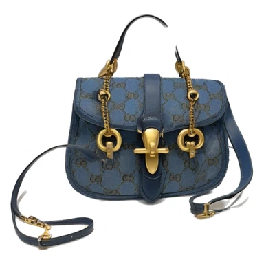 GUCCI GG Denim Jackie 1961 Small bag - gold hardware - blue denim - flat shoulder strap  sticker