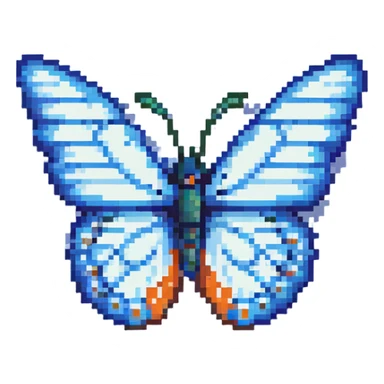 Blue butterfly with pixelated wings sticker