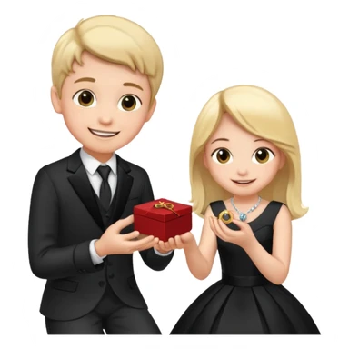 🧎‍♂️‍➡️💍💃 a boy parposing a girl boy on his knee and boy give him ring  sticker