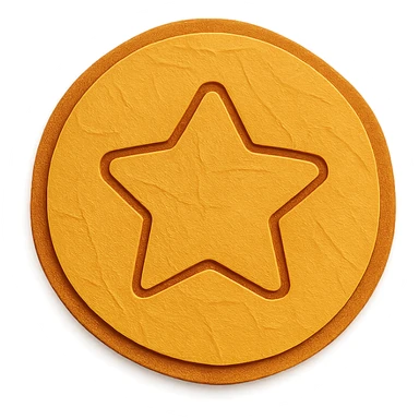 paper craft style dalgona candy with star shape, inspired by Squid Game sticker