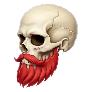 detailed human skull with red mustache and full beard side view sticker