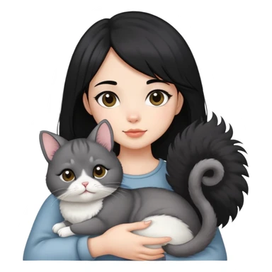 black hair girl with Chinchilla cat sticker