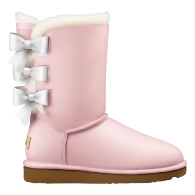 light pink bailey bow uggs from the side with white bows sticker