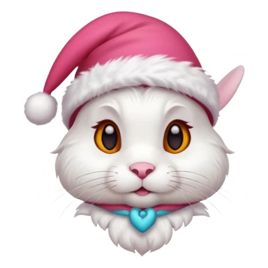 white rabbit in christmas hat sticker