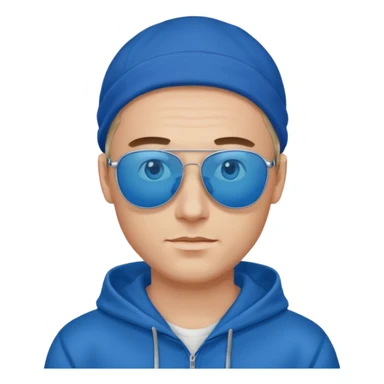 handsome man in sunglasses with blue eyes, wearing a blue hoodie sticker