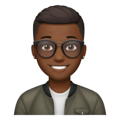 new york, cool young black guy with dark shades, fade haircut, cool smile sticker