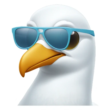 seagull wearing sunglasses with light blue background  sticker