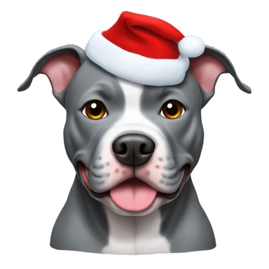 grey pitbull with chritsmas cap sticker