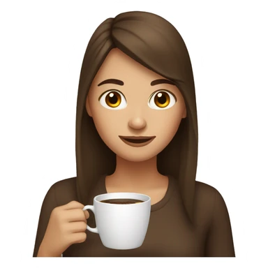 Girl with brown hair drinking coffee sticker