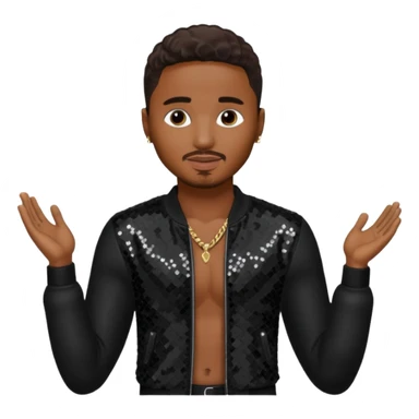 Trey Songz with dark brown hair, black sequin outfit sticker