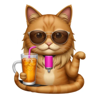 cat long  in drink holders with sunglasses  sticker