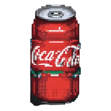 pixel art Coca Cola can with classic logo sticker