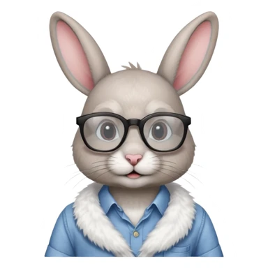rabbit with glasses and shirt sticker