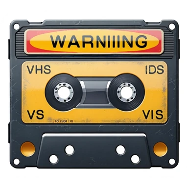 VHS tape with scratched warning label.
 sticker