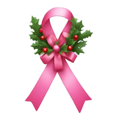 pink ribbon decorated with Christmas decor sticker