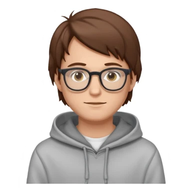 A white guy with glasses and brown hair wearing a hoodie sticker