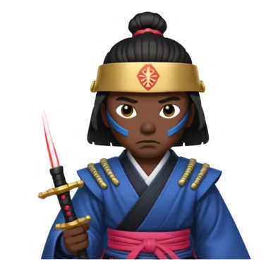 samurai with laser sword, black sticker