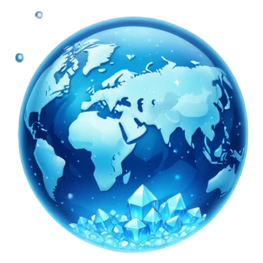 blue planet, glass Planet, surface covered in glowing crystals with lots of dust sticker