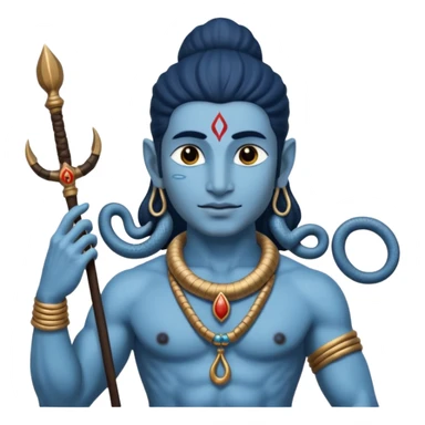 Mahadev real god  shiv not like cartoon  blue body and trishul and and had damru and nack around sanke  sticker