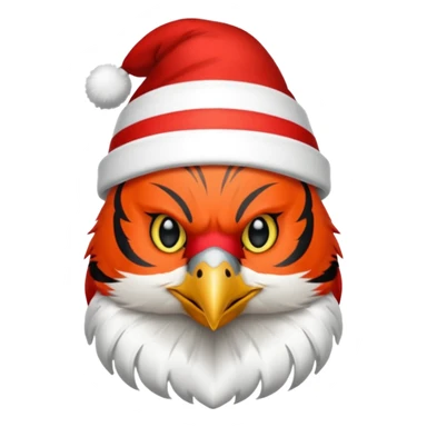 Cardinal bird wearing a stocking cap that has Bengals on it sticker