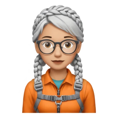 young climber woman with white/grey braided hair and glassess sticker