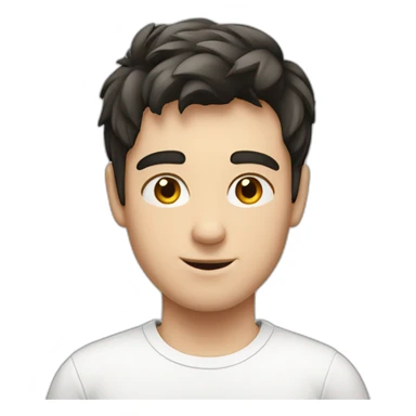 young white European guy with a white shirt and black short hairs sticker