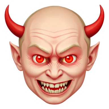 Putin as a devil with sharp fangs, pointed tail, glowing eyes sticker