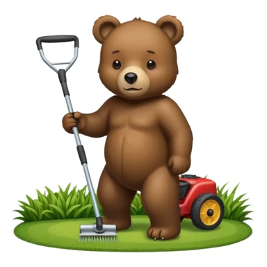 Lawn mowing bear sticker