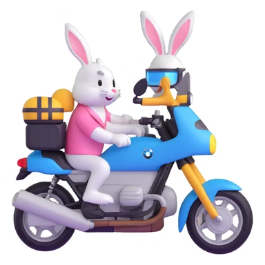 Easter bunny riding a BMW boxer motorcycle sticker