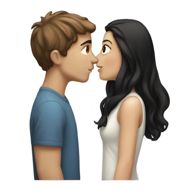 White boy with short brown hair couple kiss white girl with long black hair sticker