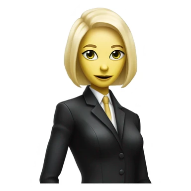 a blonde reptilian alien woman as men in black, full body sticker