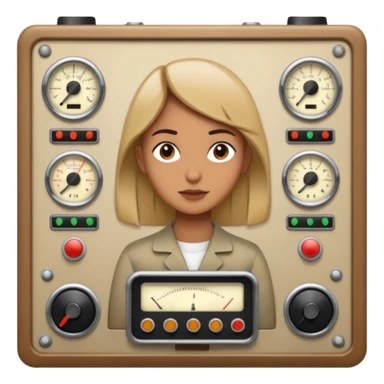 person with vintage control panel. sticker