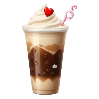 Ice coffee with cream and hearts sticker