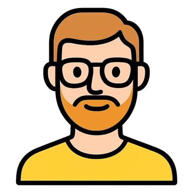 male with a light beard and glasses, color outline icon style sticker