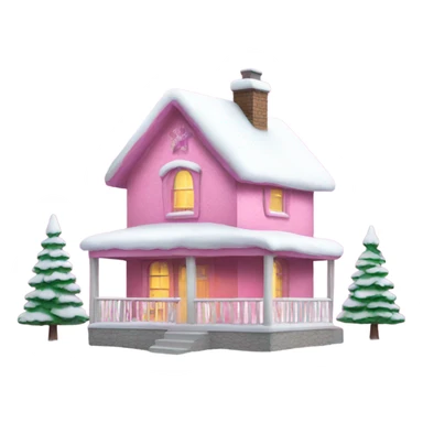 pink christmas house sticker